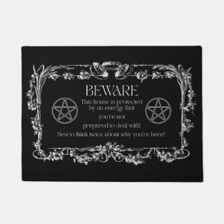 Beware Witch Protection Rug Upright Pentacle