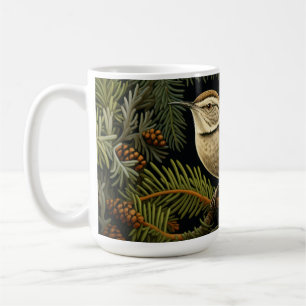 Bewick’s wren on fir branches coffee mug