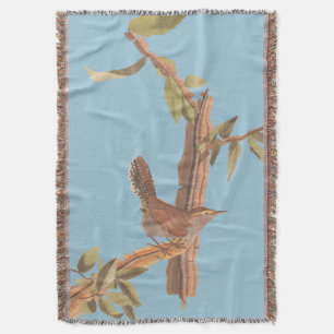 Bewick's Long-Tailed Wren Audubon Solitary Bird Throw Blanket