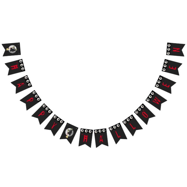 Bewitched Wicked Witch Flying on Full Moon Bunting (All)