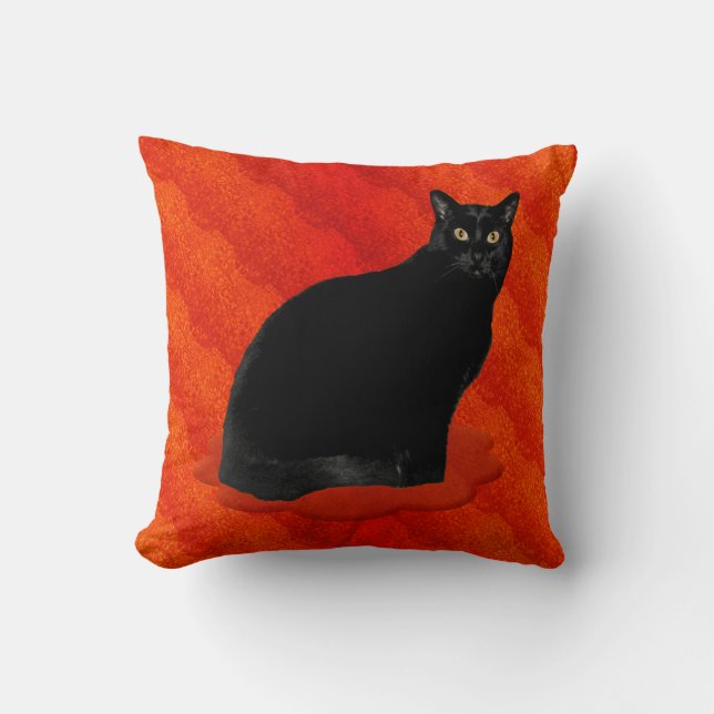 Bewitching Black Cat Cushion (Front)