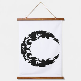 Bewitching Black Crescent Moon Silhouette Hanging Tapestry