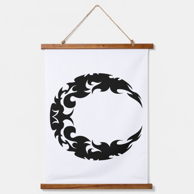 Bewitching Black Crescent Moon Silhouette Hanging Tapestry (Front)