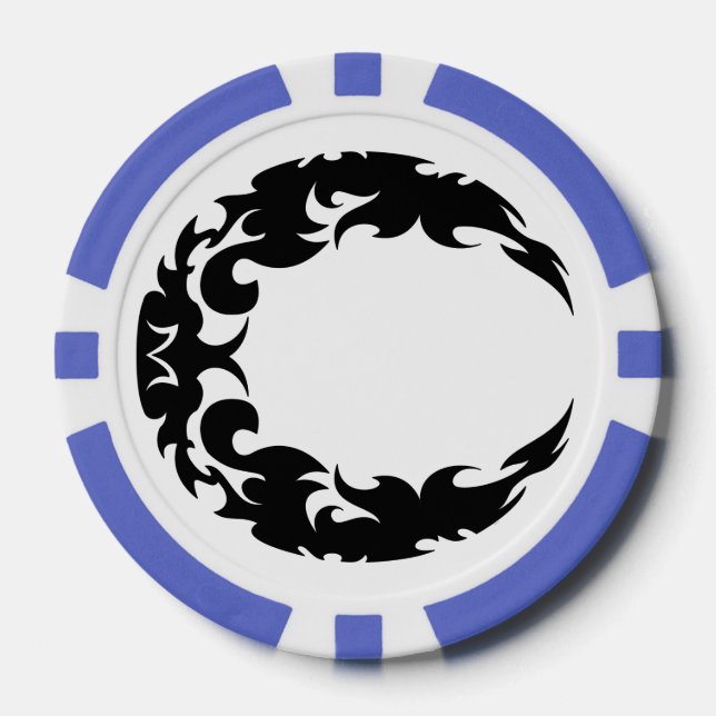 Bewitching Black Crescent Moon Silhouette Poker Chips (Front)