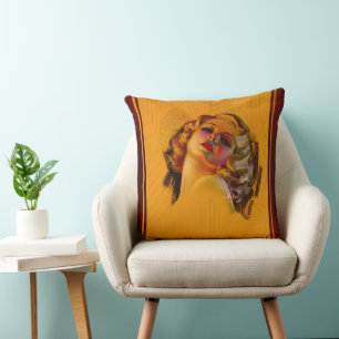 Bewitching Eyes Art Deco Portrait by Zoe Mozert Cushion
