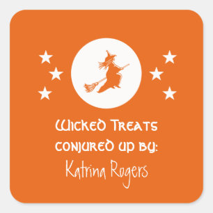 Bewitching Halloween Baking Label Stickers, Orange