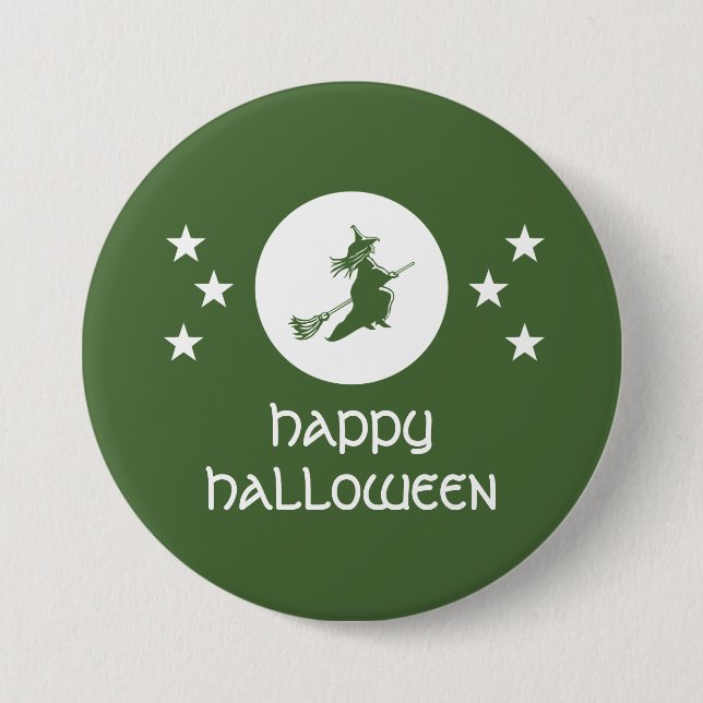 Bewitching Halloween Button, Green 7.5 Cm Round Badge (Front)