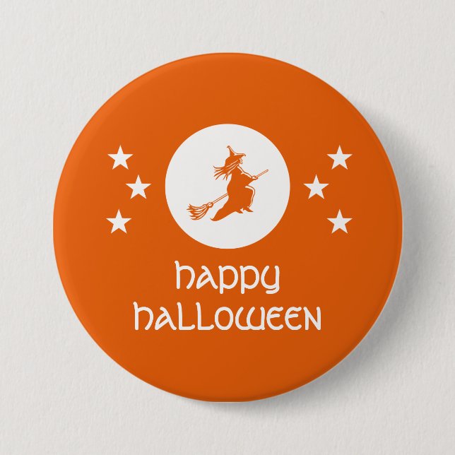 Bewitching Halloween Button, Orange 7.5 Cm Round Badge (Front)