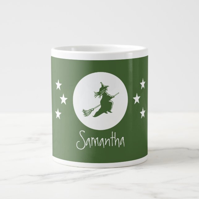 Bewitching Halloween Jumbo Mug, Green Large Coffee Mug (Front)
