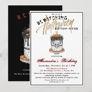 Bewitching Halloween Milestone Birthday Party Invitation