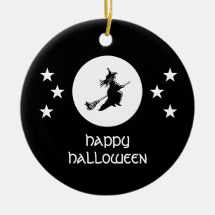Bewitching Halloween Ornament, Black Ceramic Tree Decoration