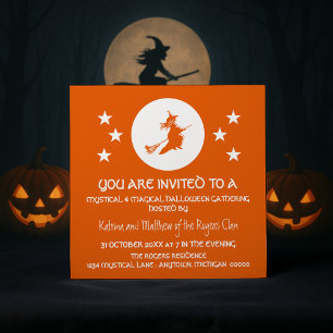 Bewitching Halloween Party Invite, Orange Invitation