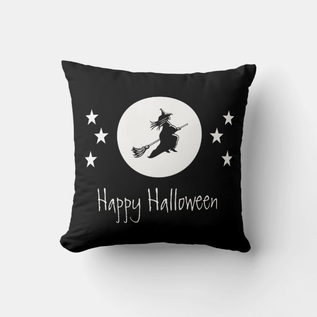 Bewitching Halloween Pillow, Black Cushion (Front)