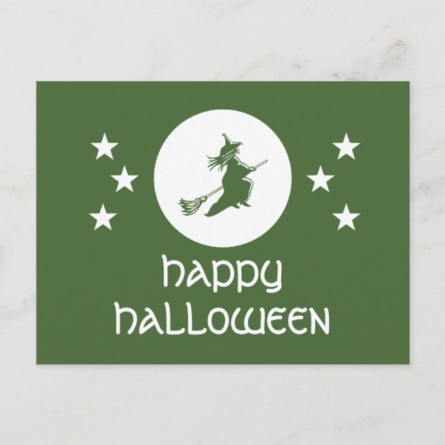 Bewitching Halloween Postcard, Green Postcard (Front)