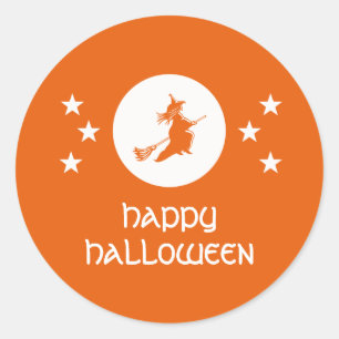 Bewitching Halloween Stickers, Orange Classic Round Sticker