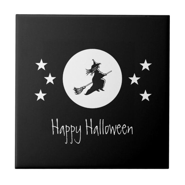 Bewitching Halloween Tile, Black Ceramic Tile (Front)