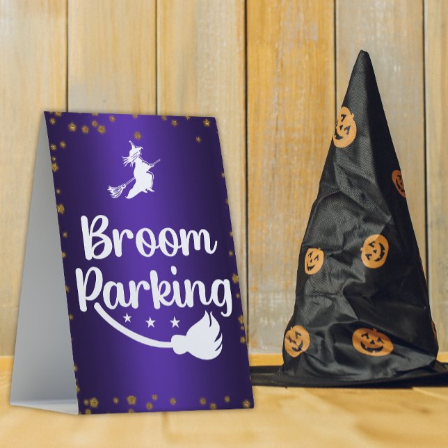 Bewitching Purple Halloween Broom Parking Sign (Creator Uploaded)