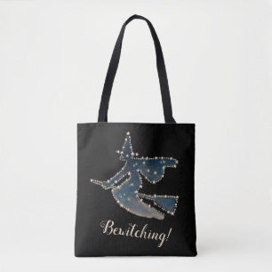 Bewitching Starry Night Flying Witch Tote Bag