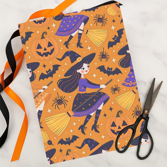 Bewitching Witches and Jack-o'-Lanterns Halloween Tissue Paper (Creator Uploaded)