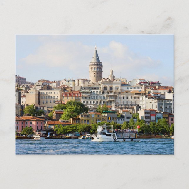 Beyoglu District and Galata Tower in Istanbul Postcard (Front)