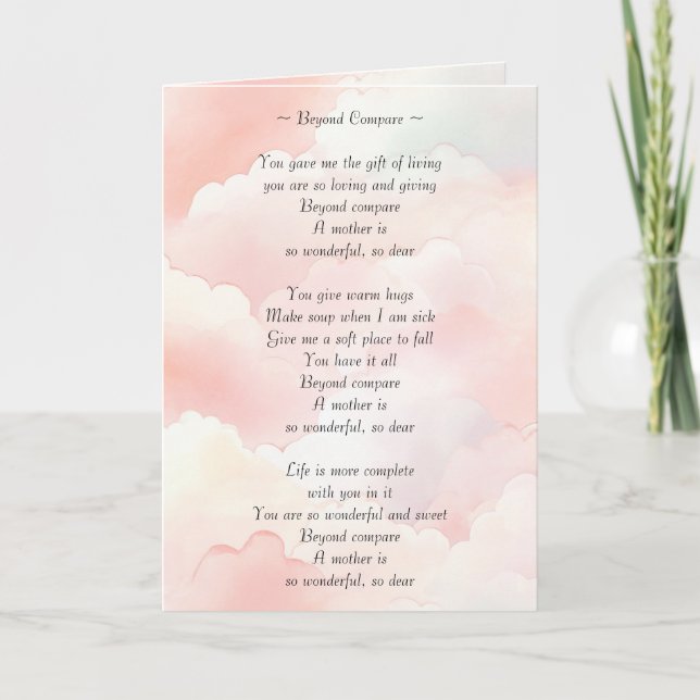 Beyond Compare Poem (written by me) Card (Front)