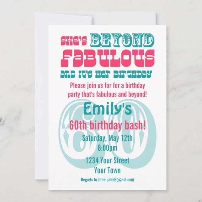 Beyond Fabulous 60th Birthday Invitation (Front)