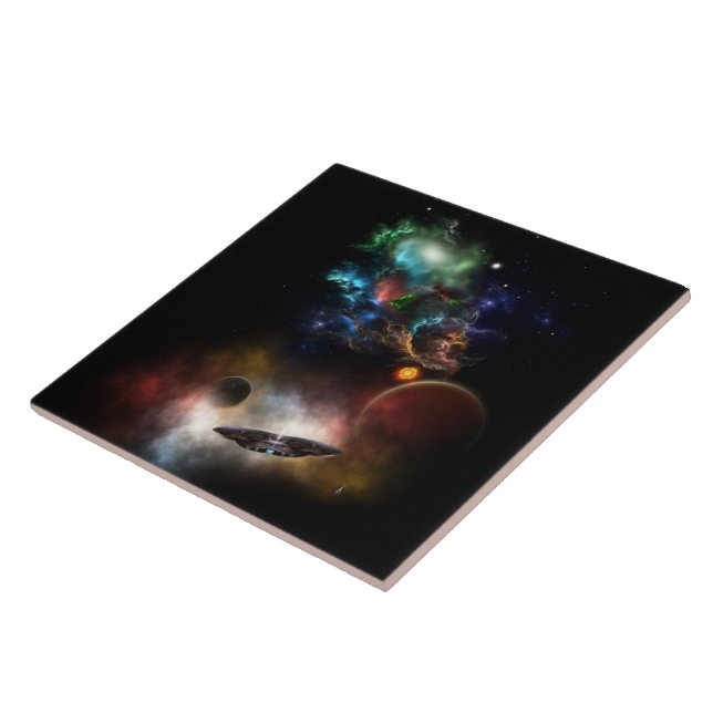 Beyond Space & Time Fractal Art II Spacescape Ceramic Tile (Side)