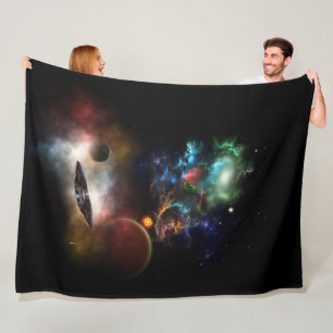 Beyond Space & Time Fractal Art II Spacescape Fleece Blanket