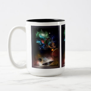 Beyond Space & Time Fractal Art II Spacescape Two-Tone Coffee Mug