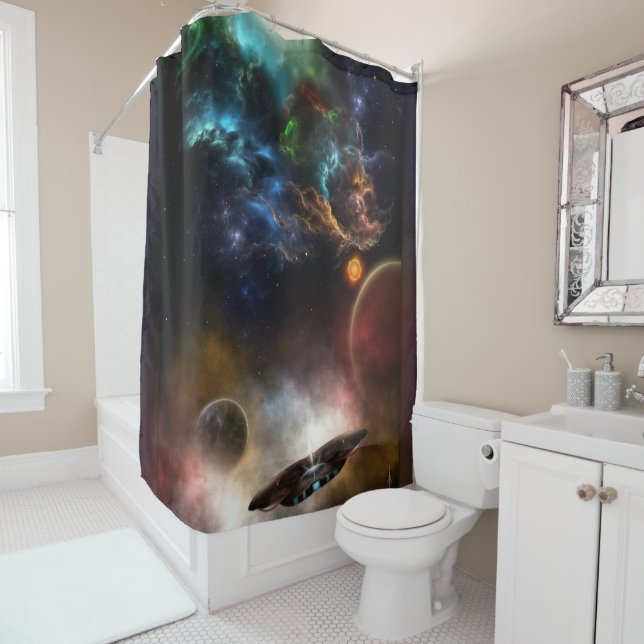 Beyond Space & Time	 Fractal Art Shower Curtain (In Situ)