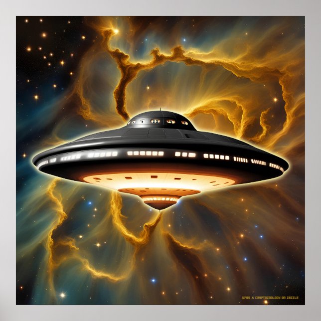 Beyond the Golden Veil: Enigmatic Saucer & ET Crew Poster (Front)