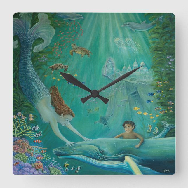 Beyond the Reef to Atlantis Square Wall Clock (Front)