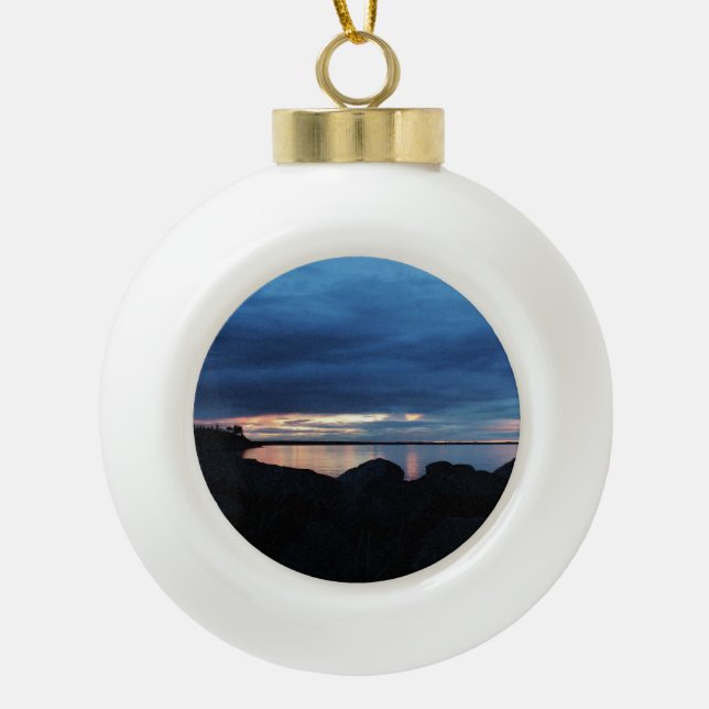 Beyond the Rocks Ceramic Ball Christmas Ornament (Front)