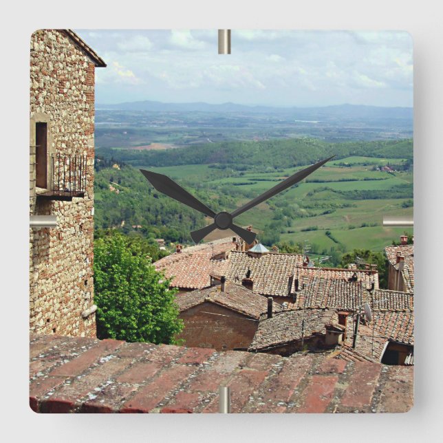 Beyond the Rooftops 1 Square Wall Clock (Front)