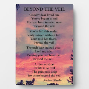 BEYOND THE VEIL POEM   PLAQUE