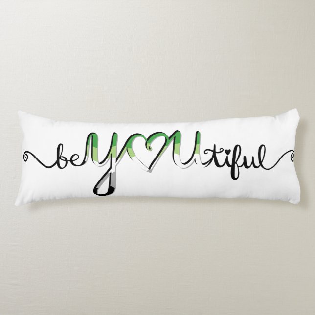 BeYOUtiful Aromantic Aro Pride Flag Custom Message Body Cushion (Front)