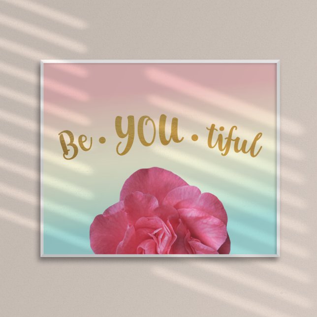 BeYOUtiful Be You Pastel Gradient Rose Gold Poster (Creator Uploaded)