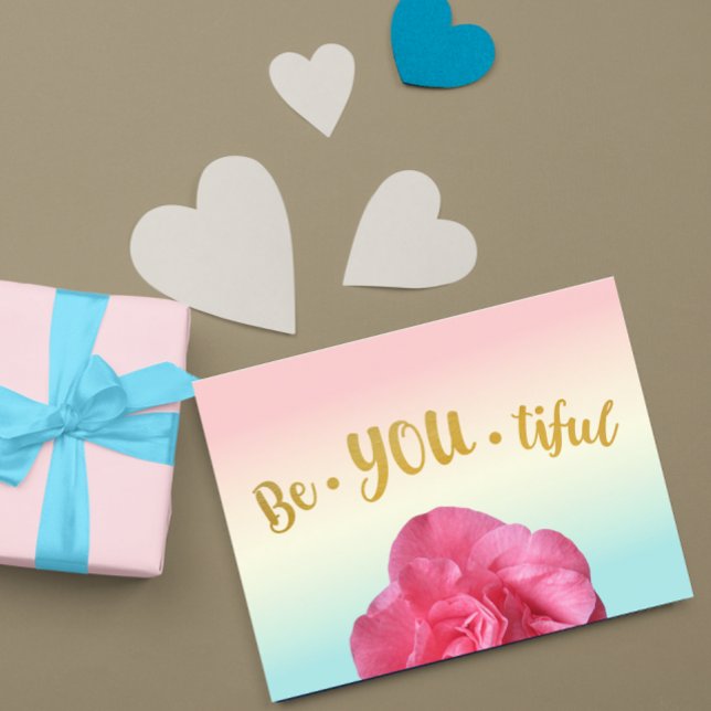 BeYOUtiful Be You Pastel Gradient Rose Gold Poster Postcard (Creator Uploaded)