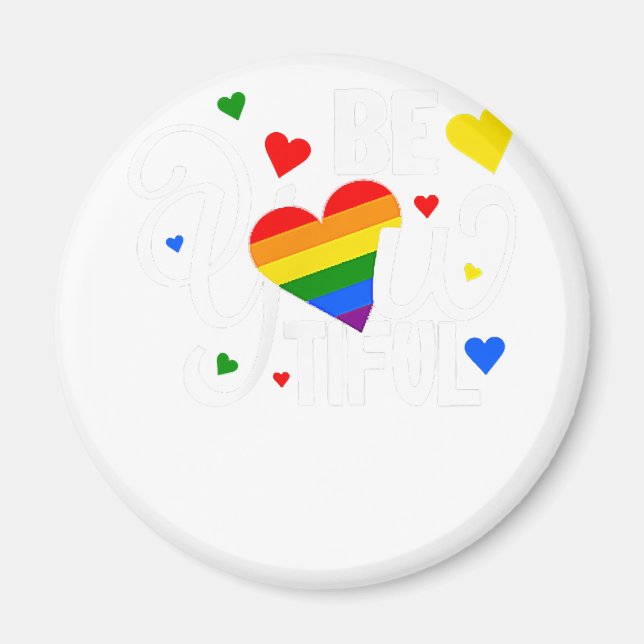 BeYouTIFUL Gay Pride Lesbian Rainbow Heart  Magnet (Front)