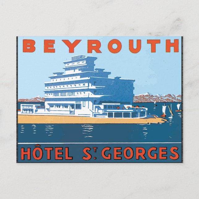 Beyrouth Hotel St. Georges, Vintage Postcard (Front)