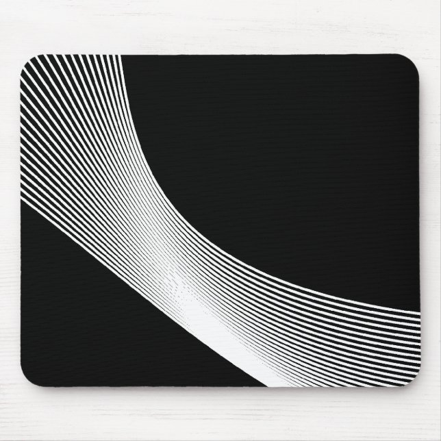 Bézier Curves - White on Black Mouse Pad (Front)