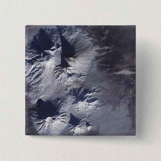 Bezymianny Volcano exhibits a modest plume 15 Cm Square Badge (Front)