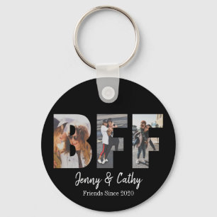 BFF 3 Photo Collage Best Friend Forever Black Key Ring