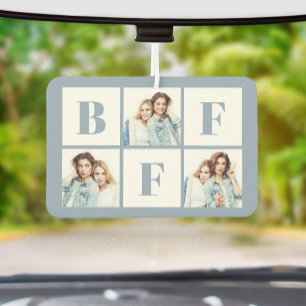 BFF 3 Photo Collage Best Friends Dusty Blue Car Air Freshener