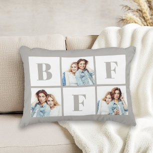 BFF 3 Photo Collage Best Friends Grey Decorative Cushion