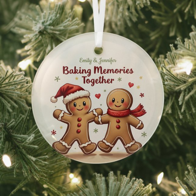 BFF Baking Memories Together Gingerbread Christmas Glass Tree Decoration (Insitu)