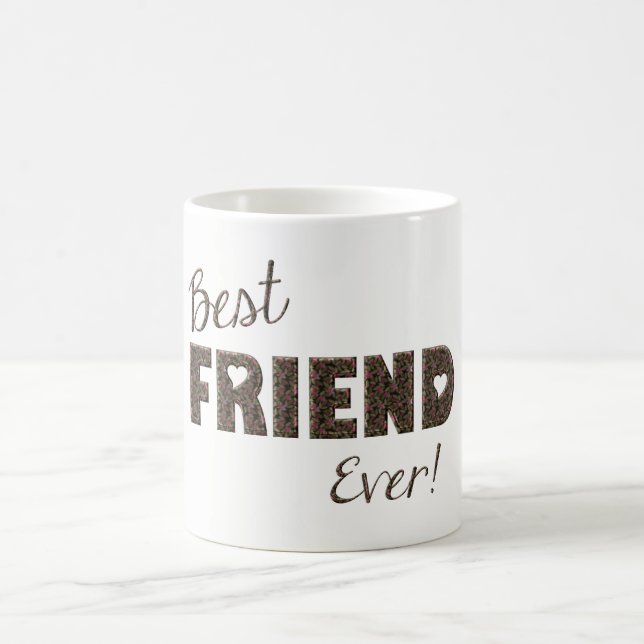BFF Best Friend Ever Elegant Floral Typography Coffee Mug (Center)