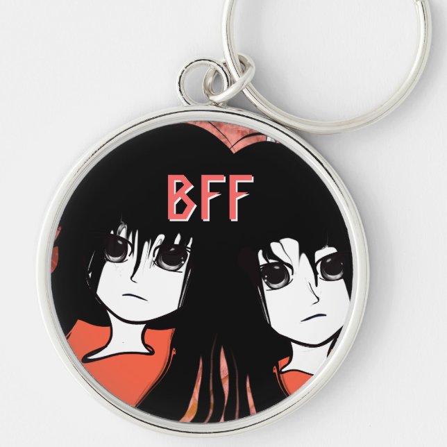 BFF Best Friend Forever Anime Twins Key Ring (Front)