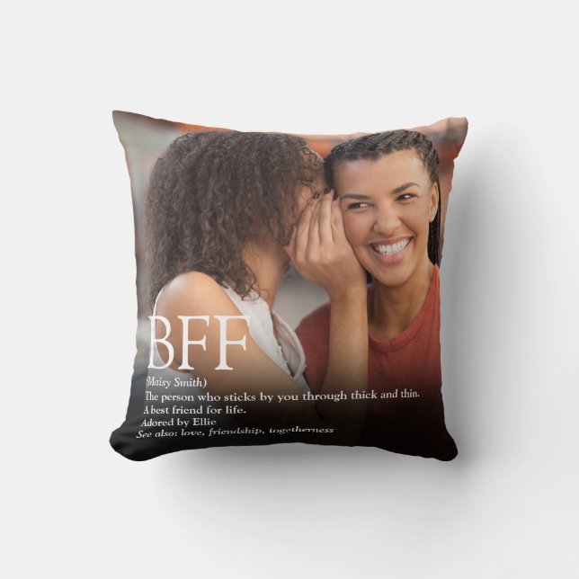 BFF Best Friend Photo Definition Modern Fun Cushion (Front)