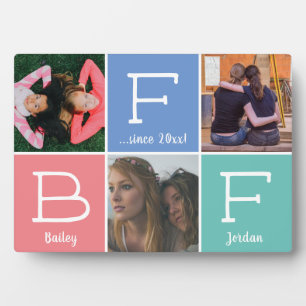 BFF Best Friends Besties 3-photo Collage Pastels Plaque